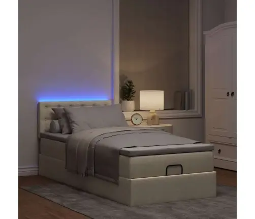 Osmanų Lovos Rėmas Su Čiužiniu, Kreminis, 80X200cm Audinys