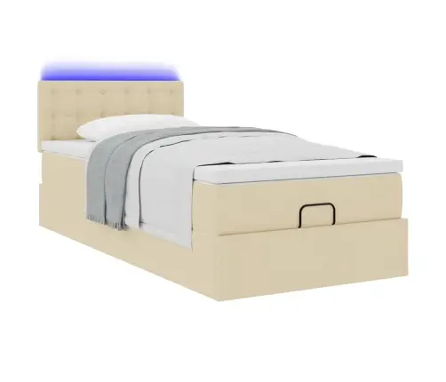 Osmanų Lovos Rėmas Su Čiužiniu, Kreminis, 80X200cm Audinys