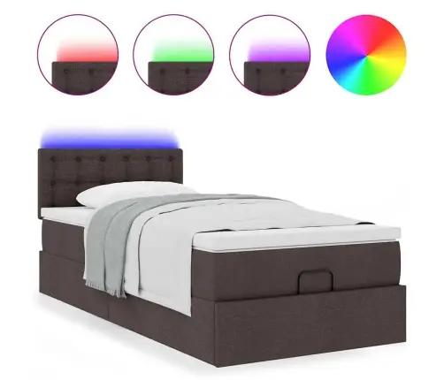 Osmaņu Gultas Rāmis Ar Matrača Tumši Brūns 90X190 Cm Audums Vidaxl