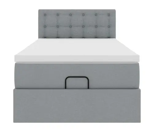 Osmanų Lova Su Čiužiniu Ir Led Šviesiai Pilkas 90X200Cm Audinys