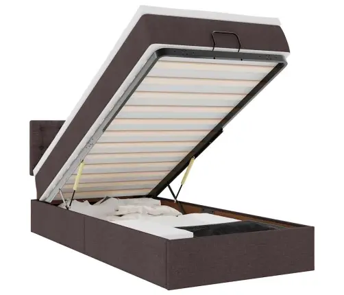 Osmaņu Gulta Ar Matraci&Leds, Tumši Brūns, 90X200 Cm, Audums Vidaxl