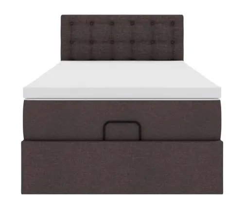 Osmaņu Gulta Ar Matraci&Leds, Tumši Brūns, 90X200 Cm, Audums Vidaxl