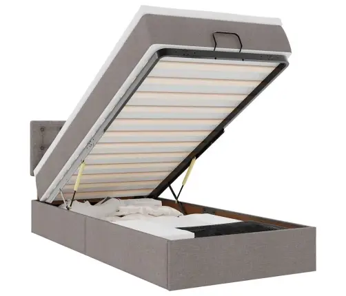 Osmaņu Gulta Ar Matraci&Leds, Pelēkbrūns, 90X200 Cm, Audums Vidaxl