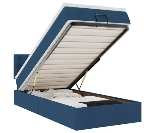 Osmaņu Gulta Ar Matraci & Leds, Zils, 90X200 Cm, Audums Vidaxl