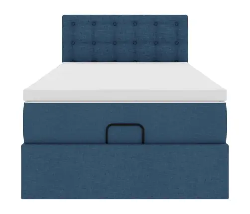 Osmaņu Gulta Ar Matraci & Leds, Zils, 90X200 Cm, Audums Vidaxl