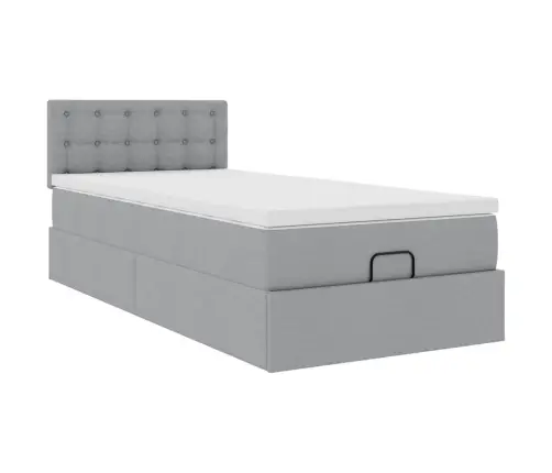 Ottomani Voodi Madratsiga, Helehall, 100X200 cm Kangas