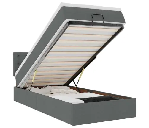 Ottomani Voodiraam Madratsiga, Tumehall, 100X200cm Kangas