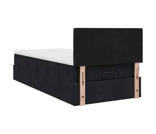 Osmaņu Gultas Rāmis Ar Matrača Melns 100X200 Cm Audums Vidaxl