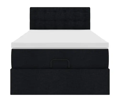 Osmaņu Gultas Rāmis Ar Matrača Melns 100X200 Cm Audums Vidaxl