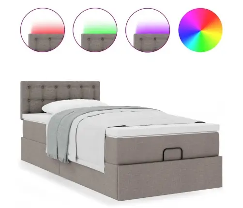 Osmaņu Gultas Rāmis Ar Matrača Pelēkbrūna 100X200 Cm Audums Vidaxl