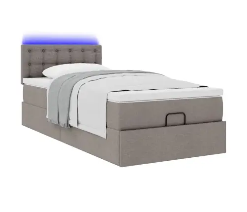 Osmaņu Gultas Rāmis Ar Matrača Pelēkbrūna 100X200 Cm Audums Vidaxl