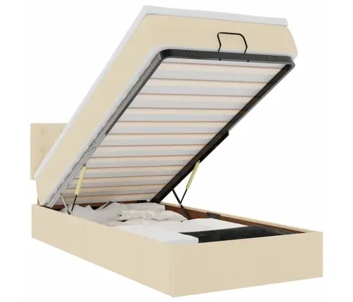 Osmanų Lova Su Čiužiniu, Kreminis, 100X200cm Audinys