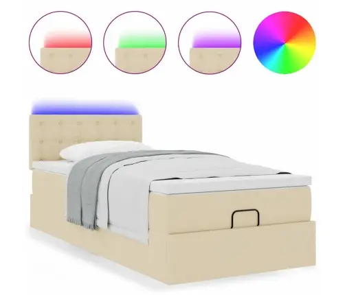 Osmanų Lova Su Čiužiniu, Kreminis, 100X200cm Audinys