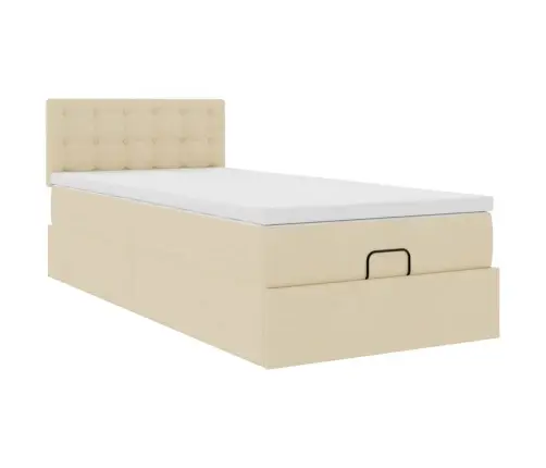 Osmanų Lova Su Čiužiniu, Kreminis, 100X200cm Audinys