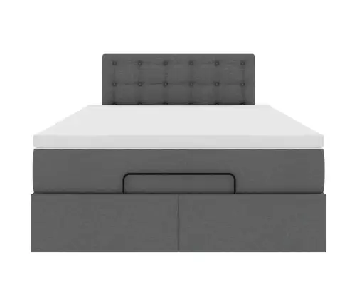 Ottomani Voodi Madratsiga Ja Led, Tumehall, 120X190 cm Kangas