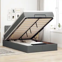 Osmanų Lova Su Čiužiniu Ir Led Tamsiai Pilkas 120X190Cm Audinys Osmanų Lova Su Čiužiniu Ir Led Tamsiai Pilkas 120X190Cm Audinys