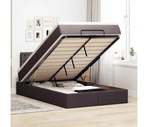 Osmaņu Gultas Rāmis Ar Matrača Tumši Pelēks 120X190 Cm Audums Vidaxl