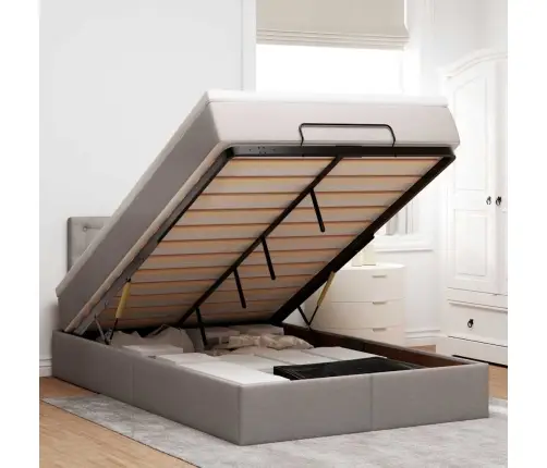 Osmaņu Gulta Ar Matraci&Leds, Pelēkbrūns, 120X190 Cm, Audums Vidaxl