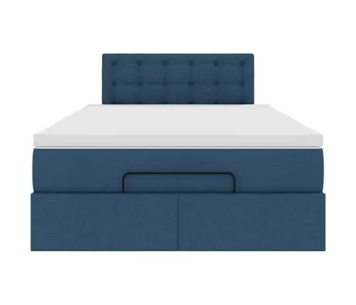 Osmaņu Gulta Ar Matraci&Leds, Zils, 120X190 Cm, Audums Vidaxl