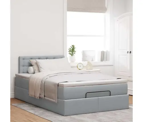 Osmaņu Gultas Rāmis Ar Matrača Gaiši Pelēks 120X200 Cm Audums Vidaxl