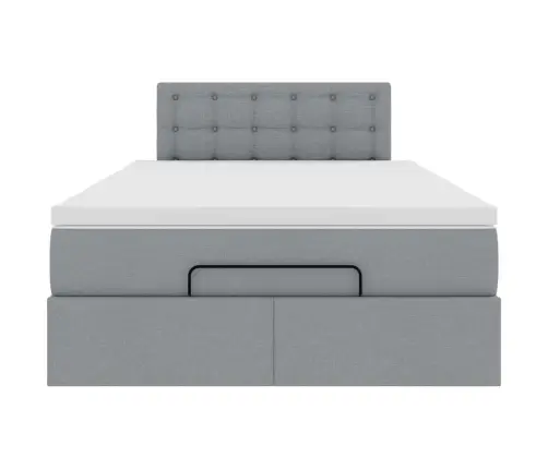 Osmaņu Gultas Rāmis Ar Matrača Gaiši Pelēks 120X200 Cm Audums Vidaxl