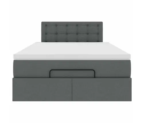 Ottomani Voodi Madratsita Ja Led, Tumehall, 120X200 cm Kangas