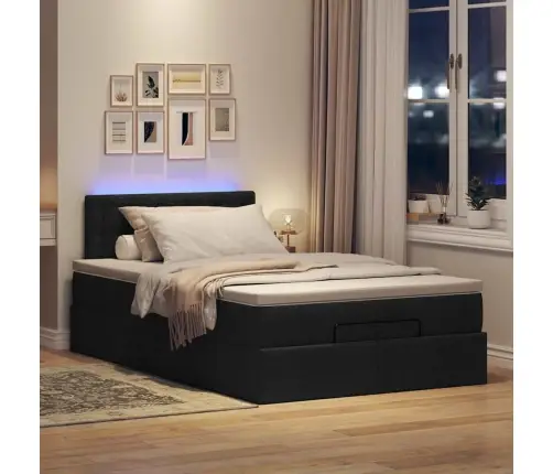 Osmaņu Gultas Rāmis Ar Matrača Melns 120X200 Cm Audums Vidaxl