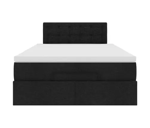 Osmaņu Gultas Rāmis Ar Matrača Melns 120X200 Cm Audums Vidaxl