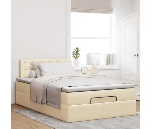 Osmaņu Gultas Rāmis Ar Matrača Krēmkrāsas 120X200 Cm Audums Vidaxl