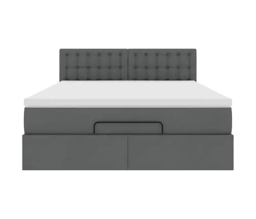 Osmanų Lova Su Čiužiniu Ir Led Tamsiai Pilka 140X190Cm Audinys