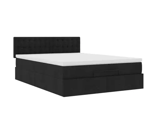 Ottomani Voodi Madratsita Ja Led, Must, 140X190 cm Kangas