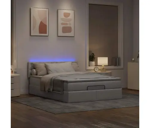 Osmanų Lova Su Čiužiniu Ir Led, Taupe, 140X190cm Audinys
