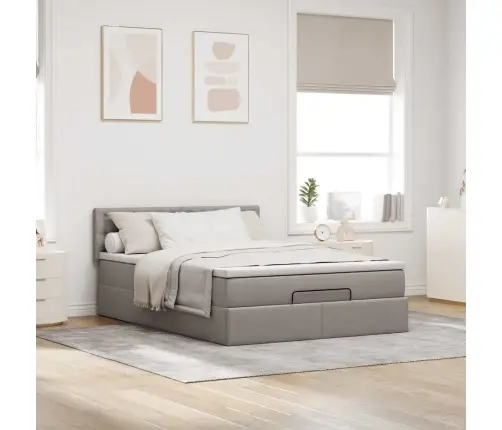 Osmanų Lova Su Čiužiniu Ir Led, Taupe, 140X190cm Audinys