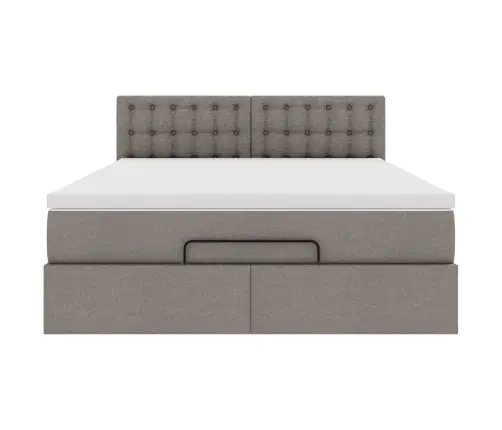 Osmanų Lova Su Čiužiniu Ir Led, Taupe, 140X190cm Audinys
