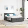 Osmanų Lova Su Čiužiniu Ir Led, Pilkas, 140X200cm Audinys Osmanų Lova Su Čiužiniu Ir Led, Pilkas, 140X200cm Audinys