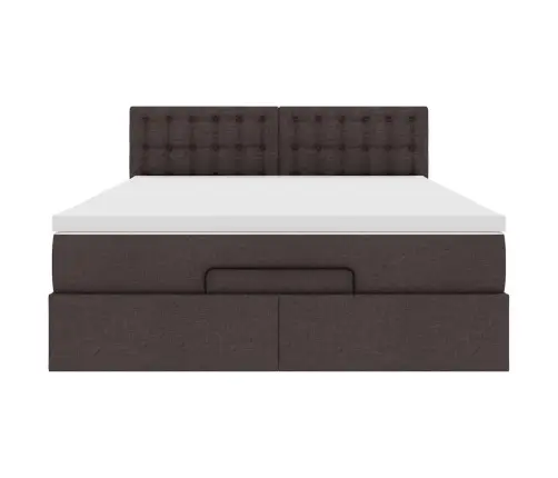 Ottomani Voodiraam Madratsiga, Tumepruun, 140X200 cm Kangas