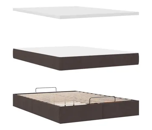 Ottomani Voodiraam Madratsiga, Tumepruun, 140X200 cm Kangas