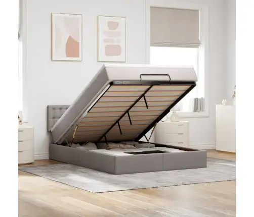 Osmaņu Gulta Ar Matraci Un Gaismas Diodēm Taupē 140X200 Cm Vidaxl