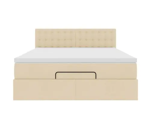 Osmaņu Gulta Ar Matraci & Leds, Krēmkrāsas, 140X200 Cm, Audums Vidaxl