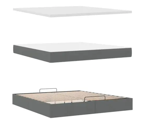 Osmaņu Gultas Rāmis Ar Matrača Tumši Pelēks 160X200 Cm Audums Vidaxl