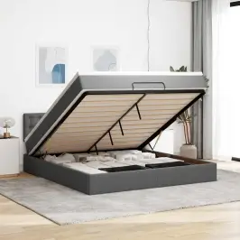 Osmaņu Gultas Rāmis Ar Matrača Tumši Pelēks 160X200 Cm Audums Vidaxl