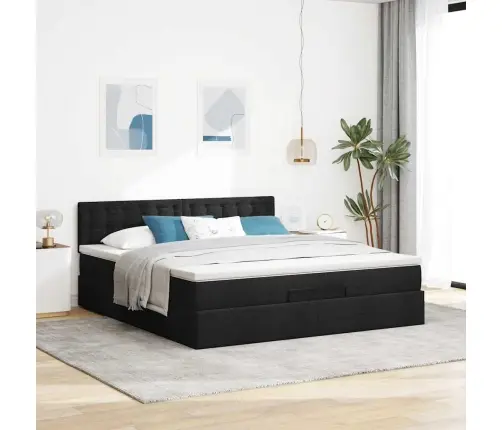Osmaņu Gultas Rāmis Ar Matrača Melns 160X200Cm Audums Vidaxl