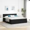Osmaņu Gultas Rāmis Ar Matrača Melns 160X200Cm Audums Vidaxl