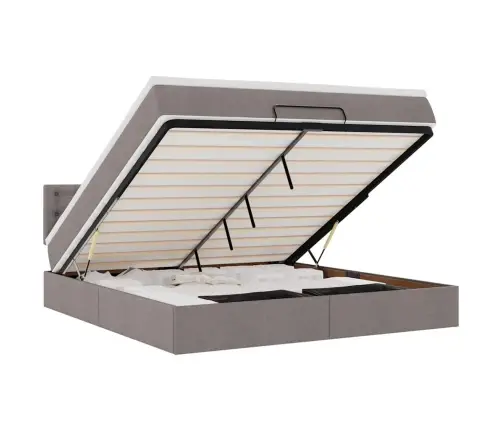 Osmaņu Gultas Rāmis Ar Matrača Pelēkbrūns 160X200Cm Audums Vidaxl