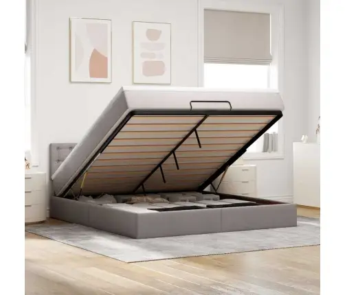 Osmaņu Gultas Rāmis Ar Matrača Pelēkbrūns 160X200Cm Audums Vidaxl