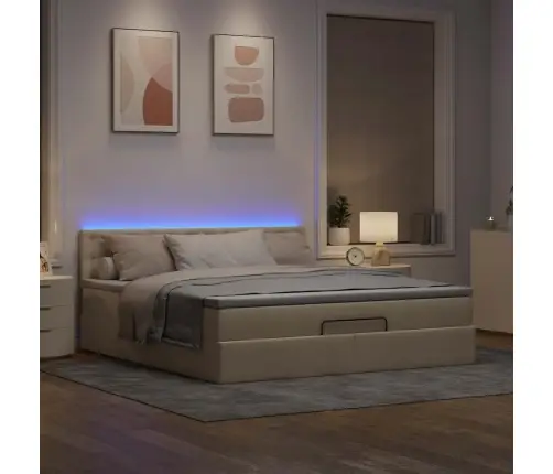 Osmanų Lovos Rėmas Su Čiužiniu, Kreminis, 160X200 cm Audinys