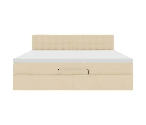 Osmanų Lovos Rėmas Su Čiužiniu, Kreminis, 160X200 cm Audinys