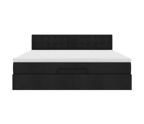 Osmaņu Gulta Ar Matraci & Leds, Melns, 180X200Cm, Audums Vidaxl