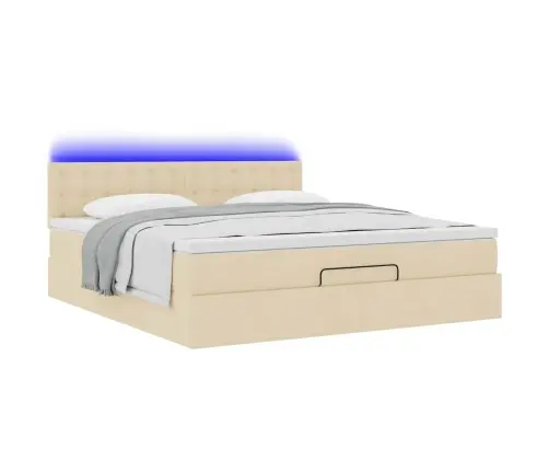 Osmaņu Gulta Ar Matraci & Leds, Krēmkrāsas, 180X200Cm, Audums Vidaxl