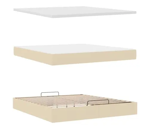 Osmaņu Gulta Ar Matraci & Leds, Krēmkrāsas, 180X200Cm, Audums Vidaxl